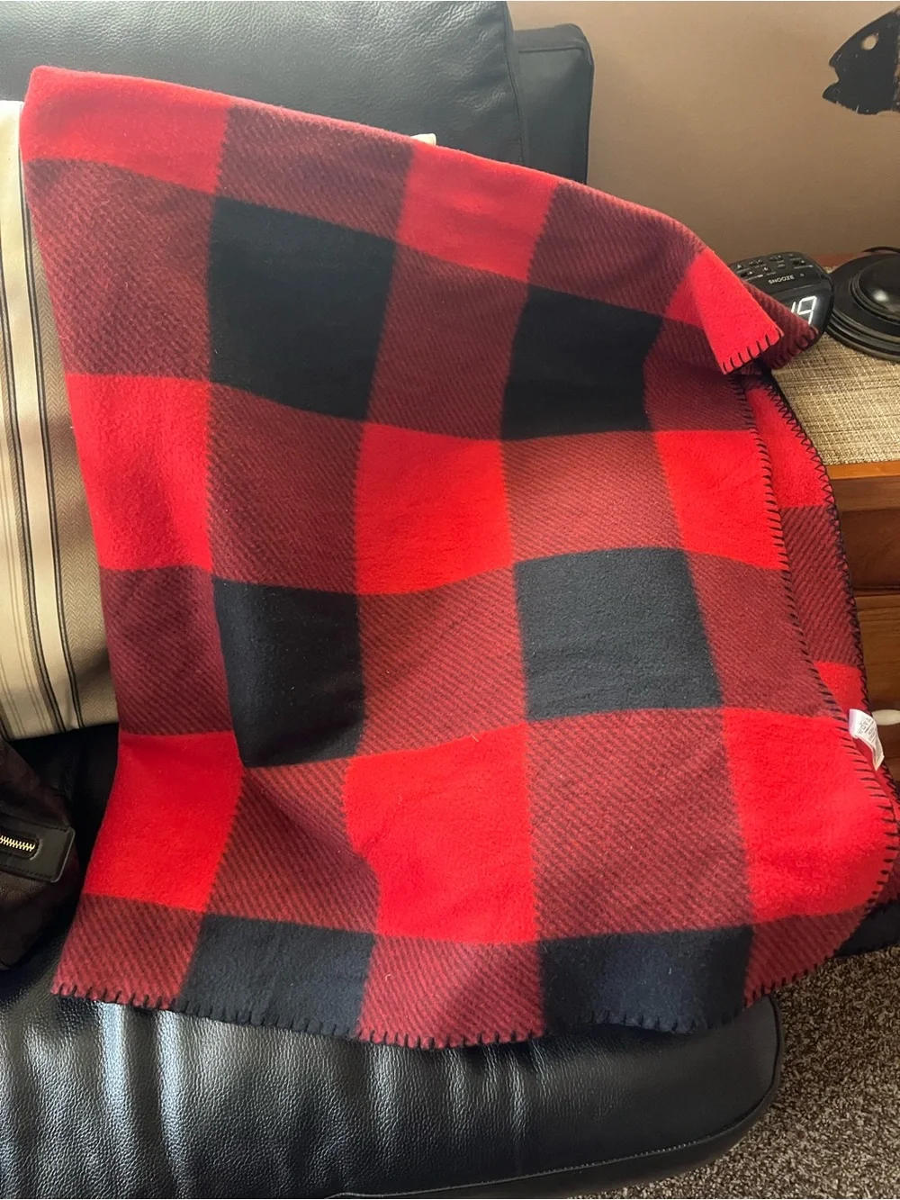 Old Navy Red and Black Buffalo Plaid Fleece Throw